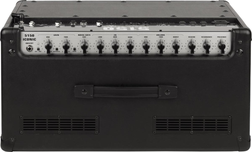 EVH 5150 Iconic Series 40W 1x12 guitar combo amp in black, showcasing its sleek design and control panel.