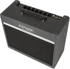 Fender Bassbreaker 15 Combo guitar amplifier with silver control panel and black casing, showcasing its compact design.