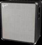 Fender Rumble 410 bass amplifier speaker cabinet with four speaker cones and durable black casing.