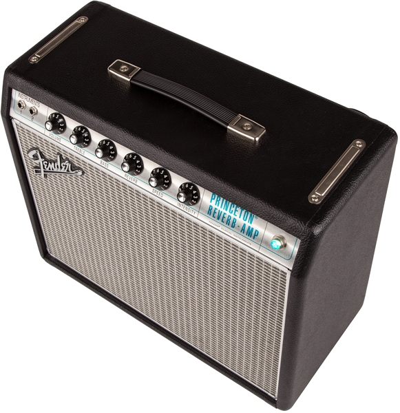 Fender 68 Custom Princeton Reverb guitar combo amplifier with control knobs and vintage-style design.