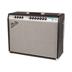Fender 68 Custom Twin Reverb guitar combo amplifier with silver control panel and dual speakers, vintage-style design.