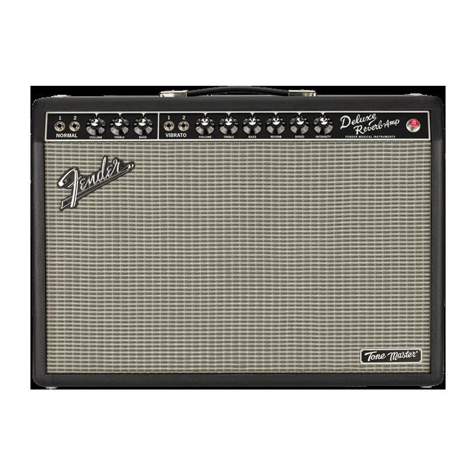 Fender Tone Master Deluxe Reverb 22W guitar combo amplifier with 1x12" speaker, black control panel and vintage-style design.