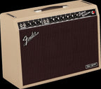 Fender Tone Master Deluxe Reverb blonde guitar amplifier with vintage-style control panel and silver grille cloth.