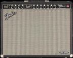 Fender Tone Master Twin Reverb combo amplifier for electric guitars with vintage design and control knobs, black finish.