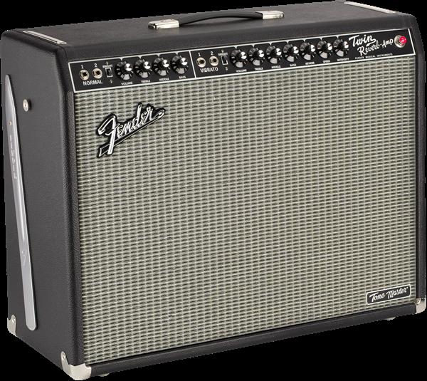 Fender Tone Master Twin Reverb guitar amplifier combo with silver grille and control panel, ideal for electric guitar sound.