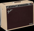 Fender Tone Master Twin Reverb Blonde guitar amplifier with silver control panel and vintage-style speaker grille.