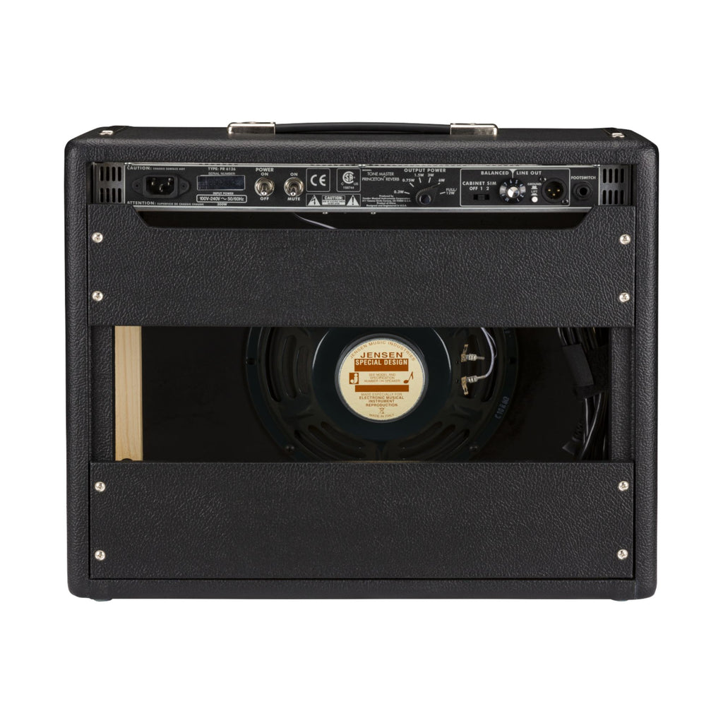 Fender Tone Master Princeton Reverb 50W guitar combo amplifier with 1x10" speaker, black control panel and vintage-style design.