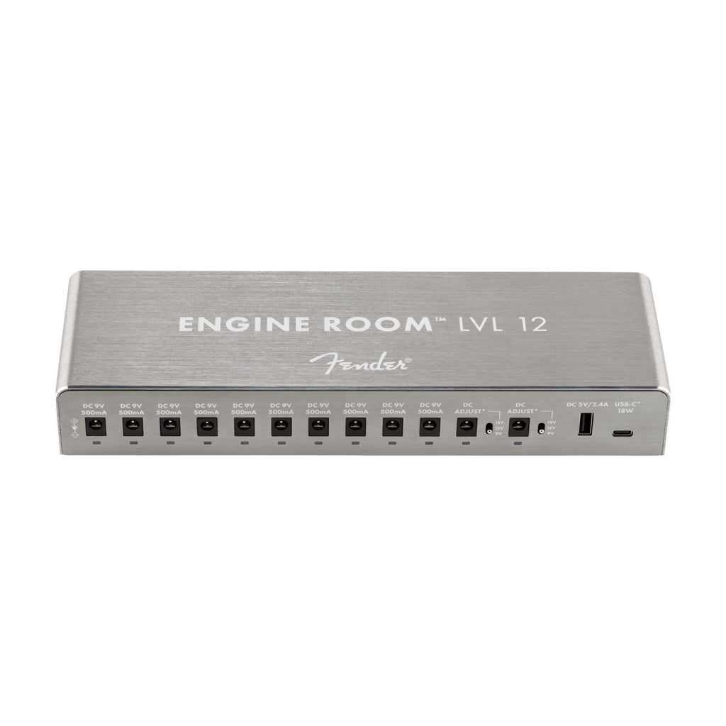 Fender Engine Room LVL12 pedalboard power supply with multiple output ports for effects pedals, compact and durable design.