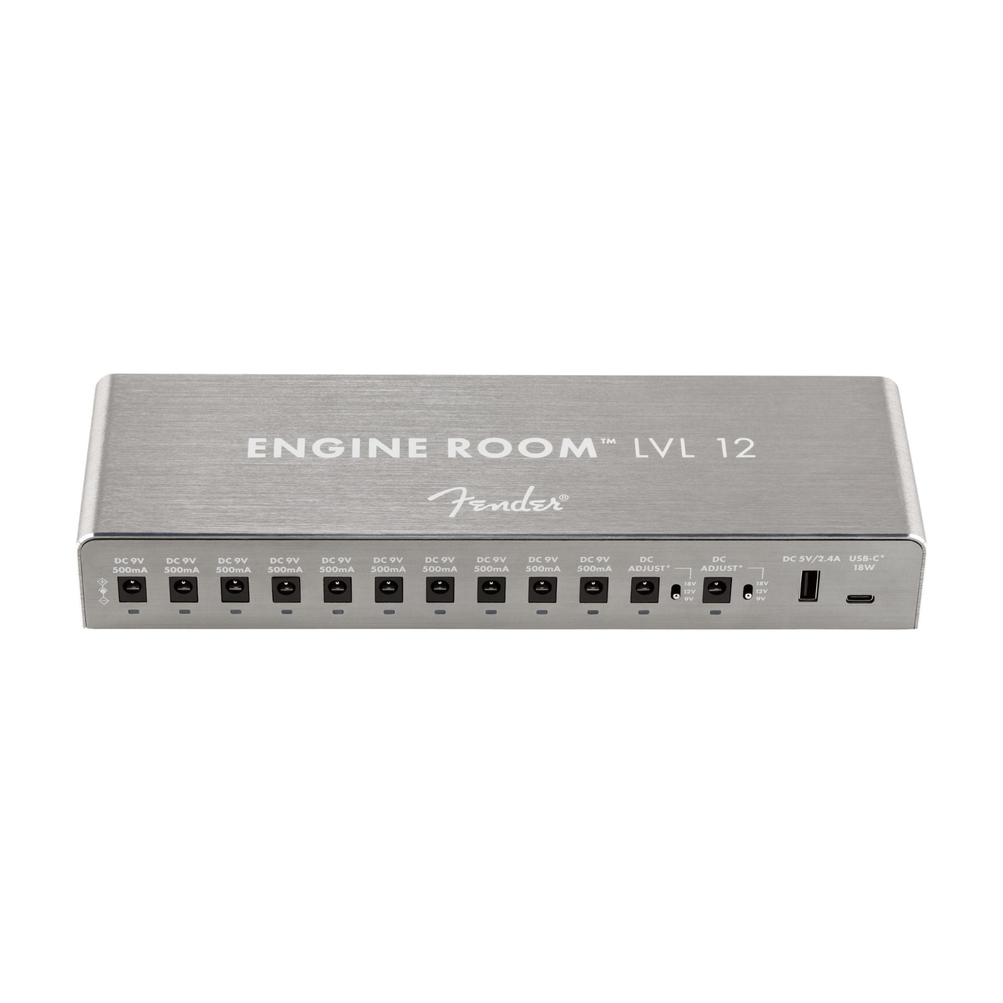 Fender Engine Room LVL12 pedalboard power supply with multiple output ports for effects pedals, compact and durable design.