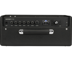 Fender Mustang GTX50 50W guitar combo amplifier with 1x12" speaker and built-in effects, shown with control panel and inputs.
