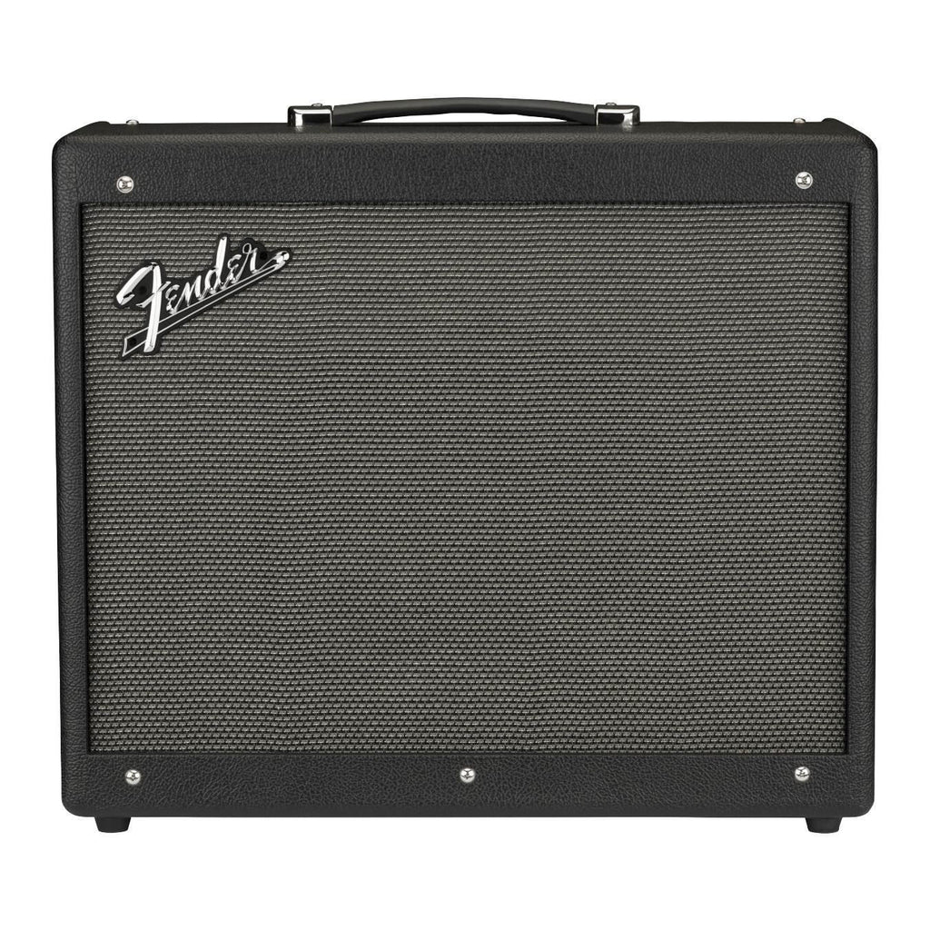 Fender Mustang GTX100 1x12" 100W modeling guitar combo amplifier with control panel and speaker grille visible.