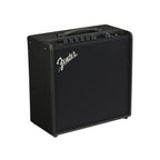 Fender Mustang LT50 1x12" 50W modeling guitar combo amplifier with control panel and speaker grille visible.