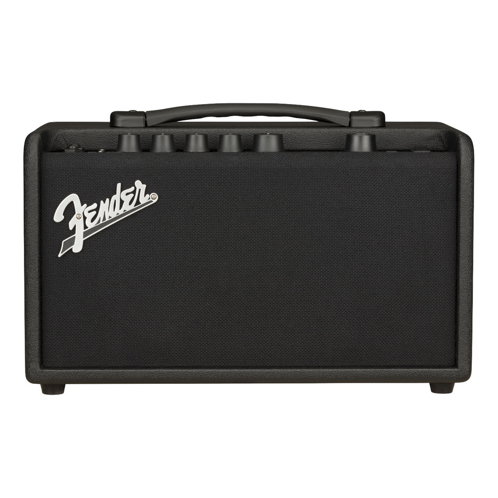 Fender Mustang LT40S 40W stereo modeling guitar amplifier with control knobs and speaker grille visible.
