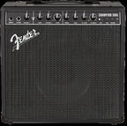 Fender Champion 50XL guitar amplifier with control knobs and speaker grille, black and silver finish.