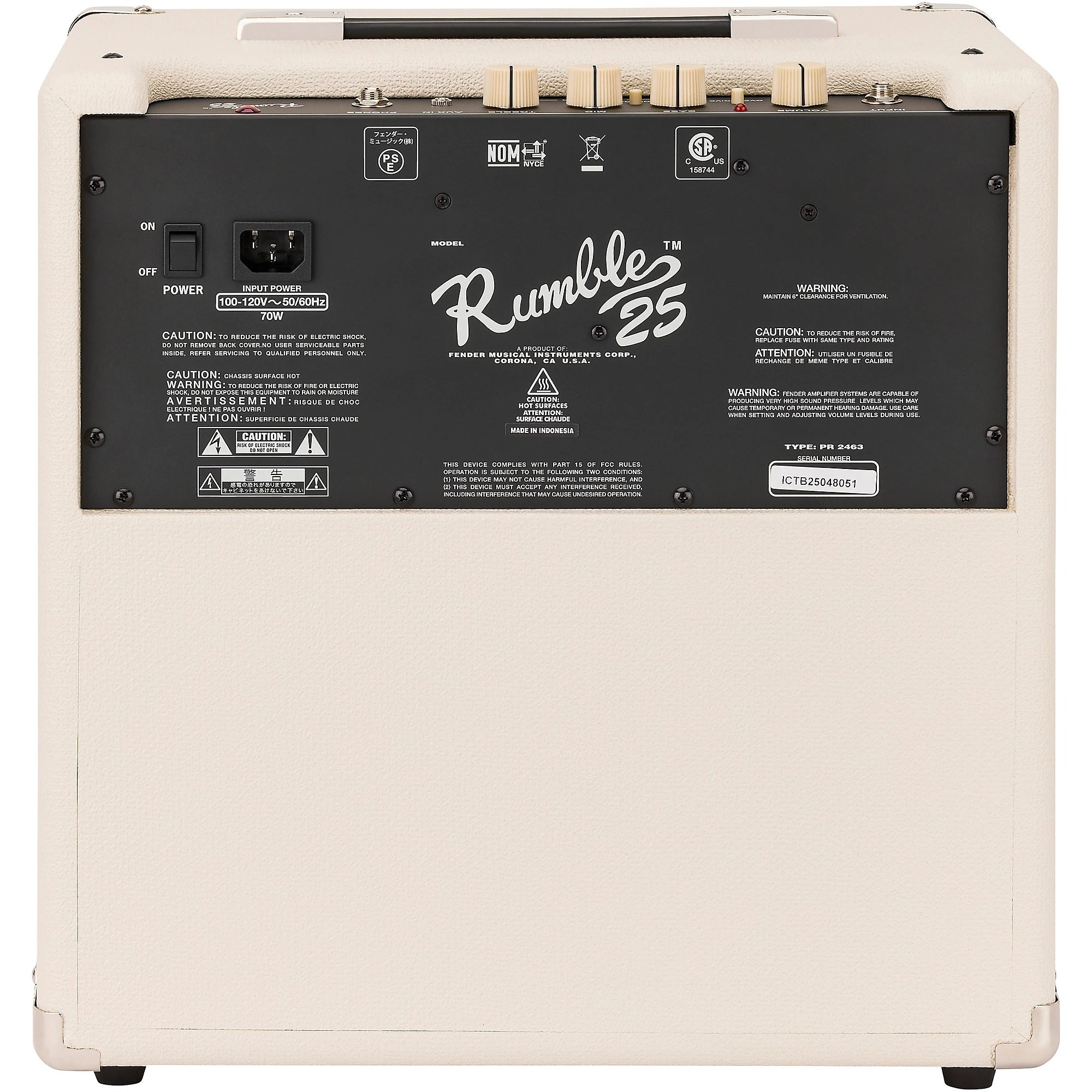 Fender Rumble 25 V3  FSR Ivory 240V AU Bass Combo Amplifier