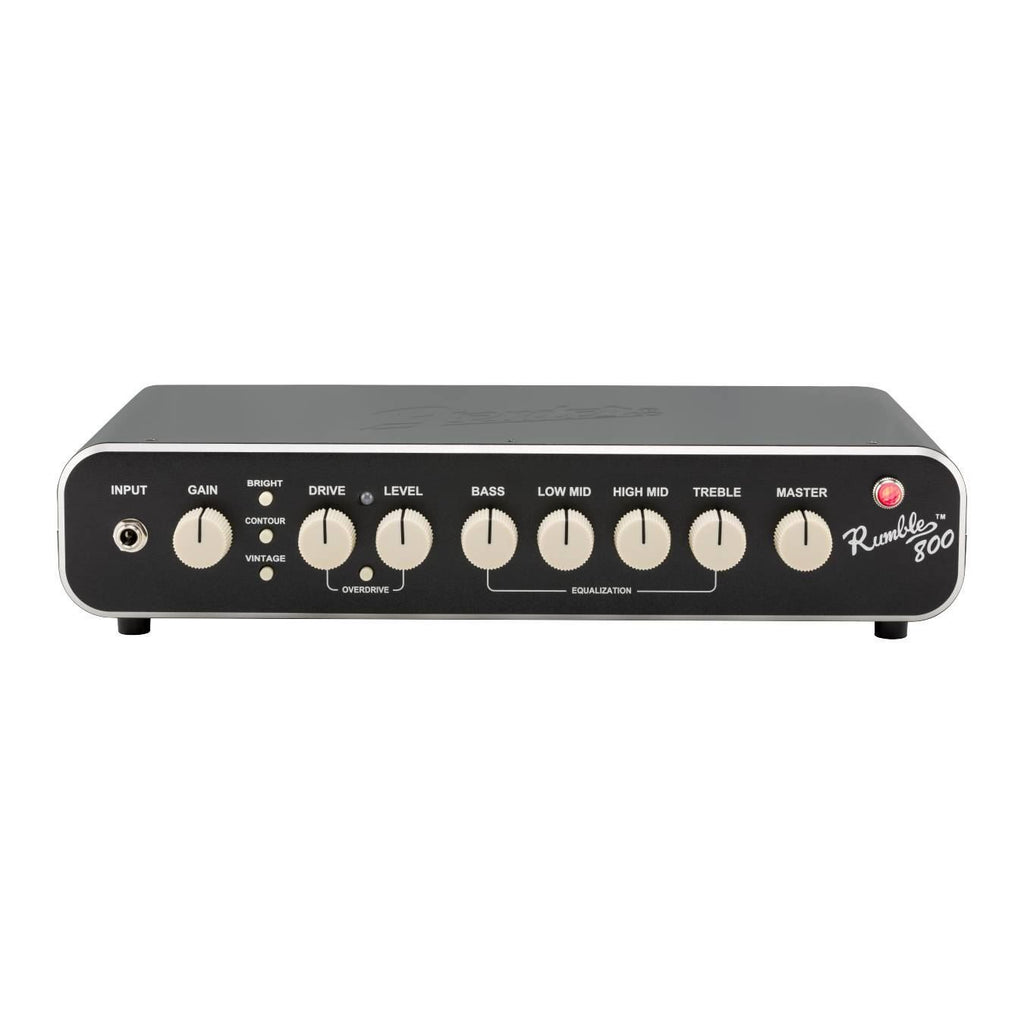 Fender Rumble 800 HD bass amplifier head with control knobs and digital display, designed for professional bass guitar amplification.