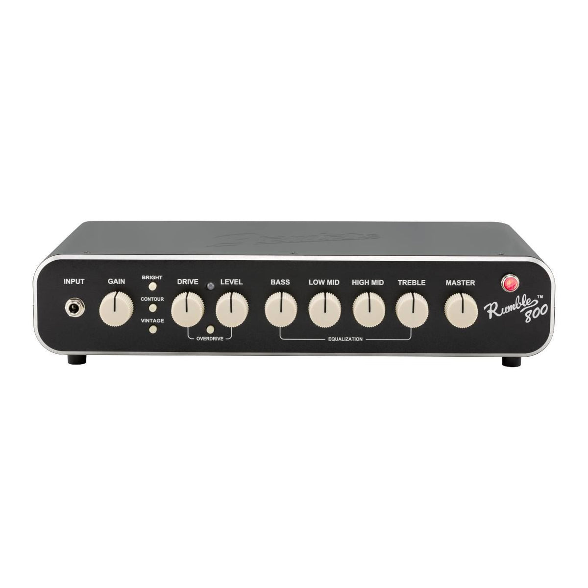 Fender Rumble 800 HD bass amplifier head with control knobs and digital display, designed for professional bass guitar amplification.