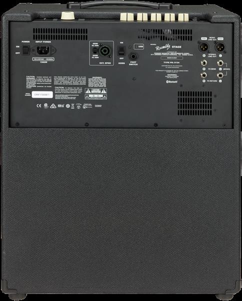 Fender Rumble Stage 800 bass guitar combo amplifier with control knobs and speaker grille, designed for bass playing.