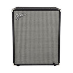 Fender Rumble 210 bass amplifier cabinet with two 10-inch speakers and control panel on top, black finish.
