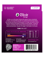 Elixir Nanoweb acoustic guitar strings set with 11-52 gauge, custom light 3-pack, suitable for acoustic guitars.