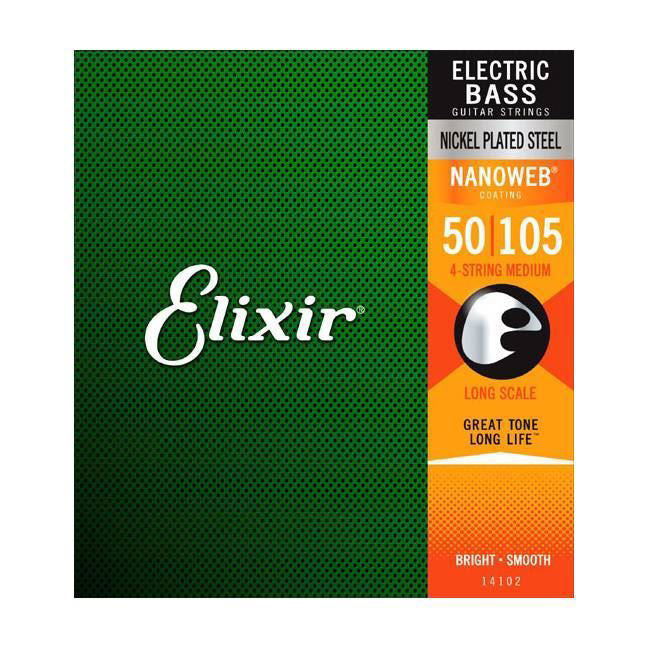 Elixir 14102 Nanoweb Medium 50-105 Bass Strings