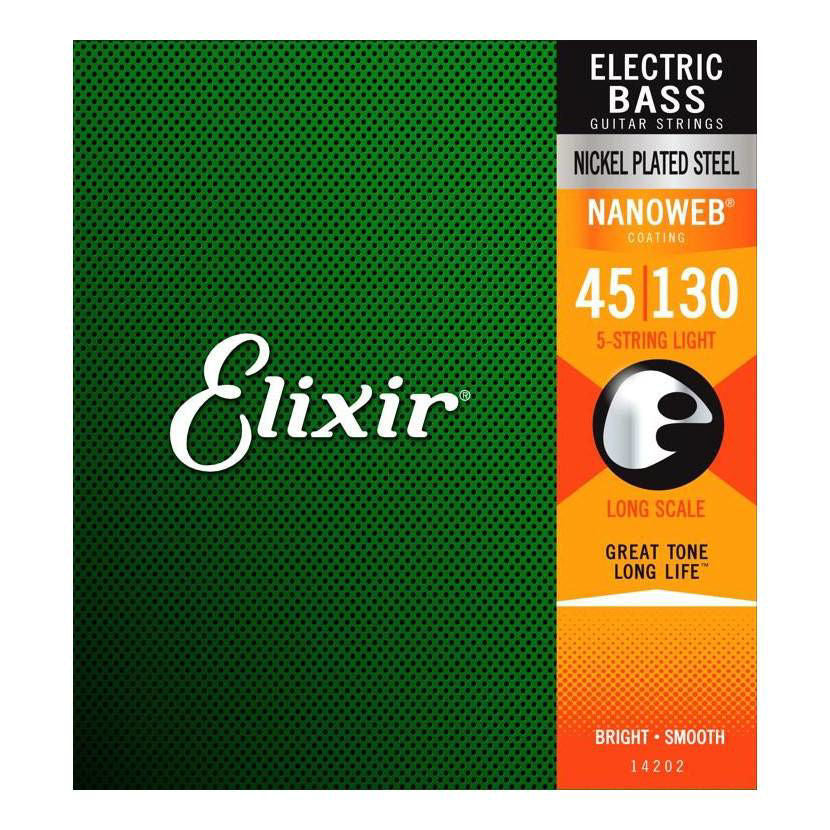Elixir 14202 Nanoweb Light 45-130 5-String Bass Strings