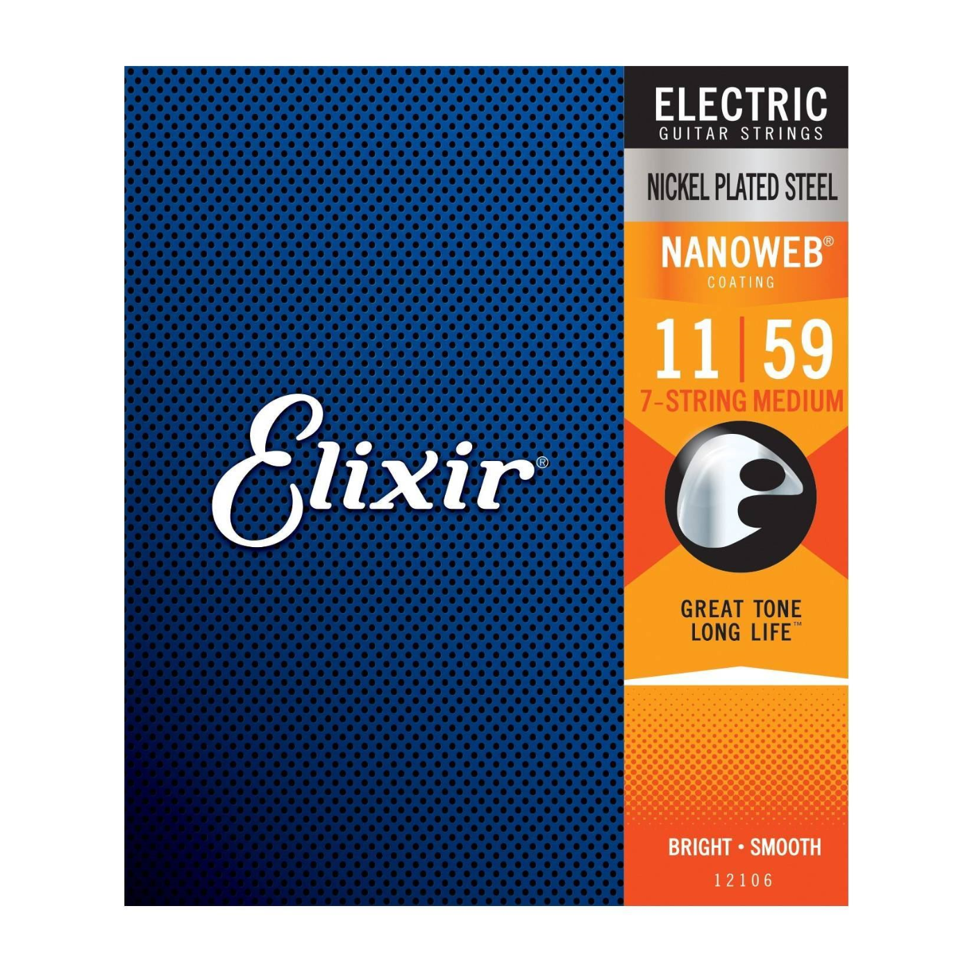 Elixir 12106  Nanoweb 7-String Electric Guitar Strings Medium 11-59
