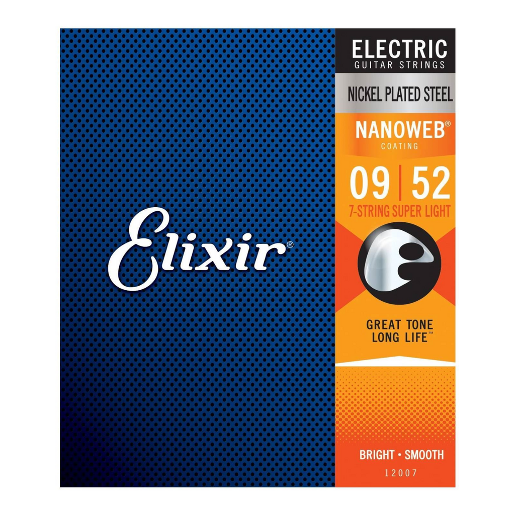 Elixir 12007 Nanoweb 7-String Electric Guitar Strings Super Light 9-52