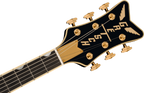 Gretsch G6134TG Limited Edition Penguin electric guitar in black paisley finish with chrome hardware and dual humbucker pickups.