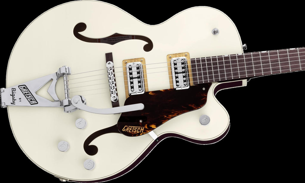 Gretsch G6118T Players Edition Anniversary Hollow Body Electric Guitar with Bigsby in Vintage White and Walnut