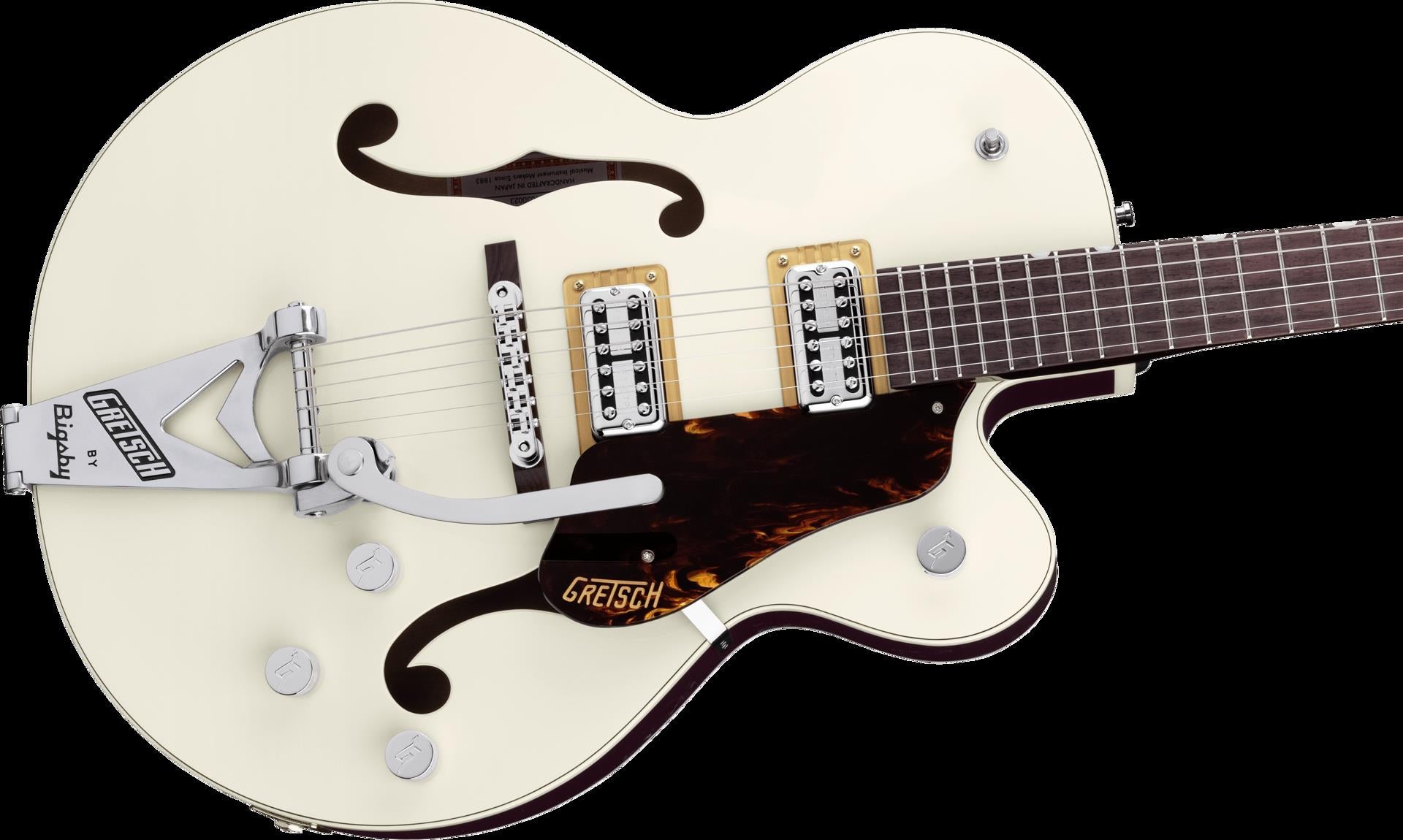 Gretsch G6118T Players Edition Anniversary Hollow  Body Electric Guitar - Vintage White and Walnut - Bigsby