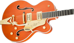 Gretsch G6120T Players Edition Nashville electric guitar in orange stain with sunburst finish and vintage hardware.