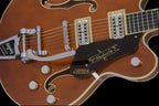 Gretsch G6620T Nashville Center Block electric guitar in Round-Up Orange with Bigsby tremolo and Filter’Tron pickups, double-cut design.