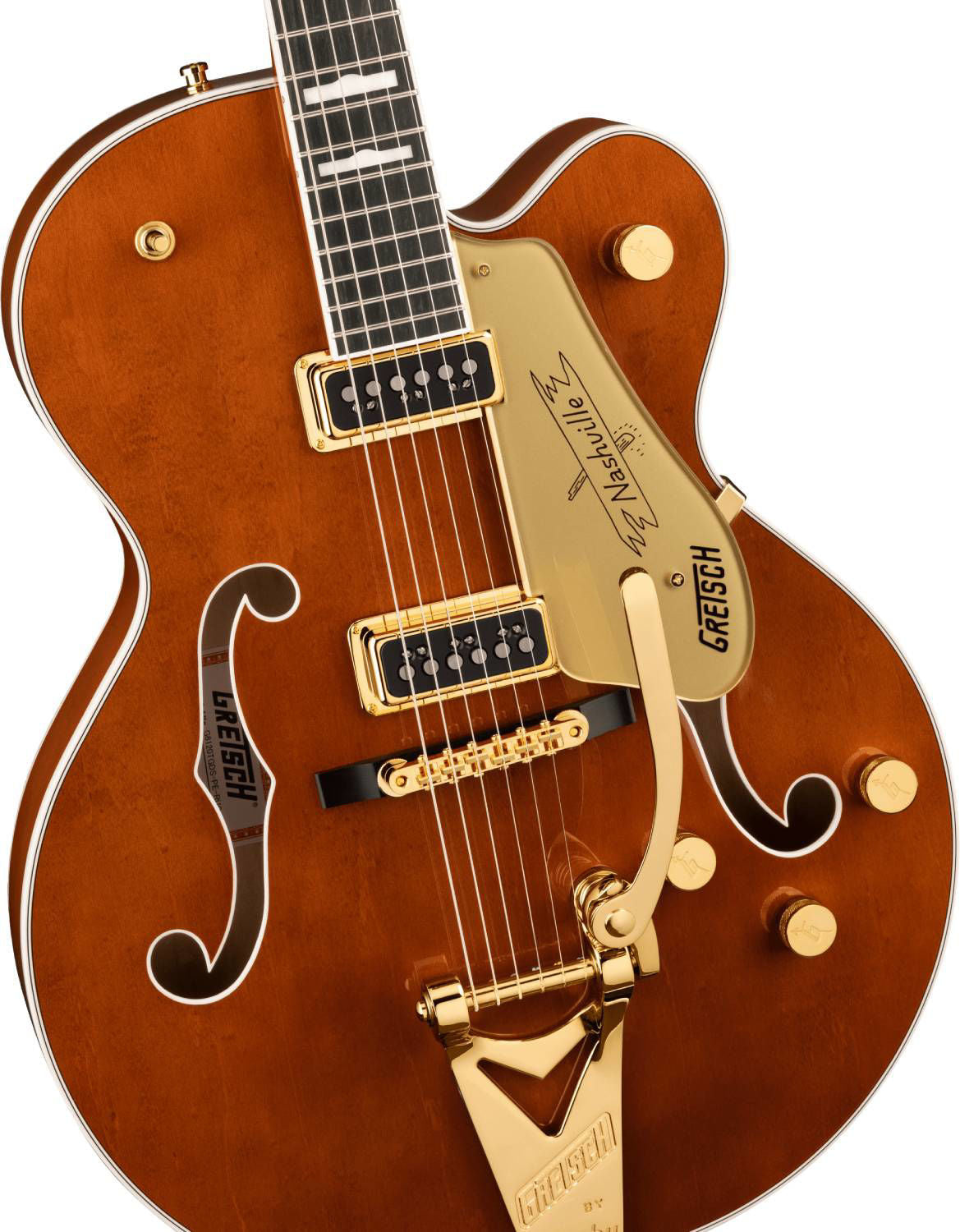 Gretsch G6120TG-DS Players Edition Nashville Hollow Body Electric Guitar - Dynasonic Pickups - Bigsby - Roundup Orange