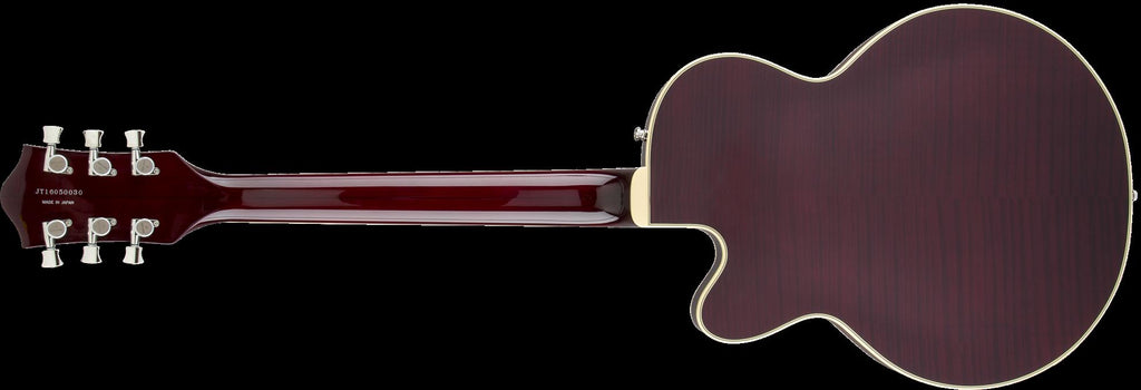 Gretsch G6659TFM Players Edition Broadkaster Jr electric guitar in dark cherry stain with center block design