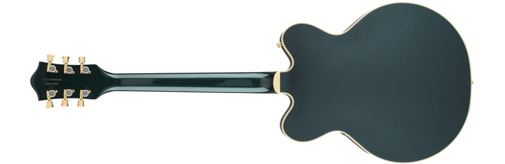 Gretsch G6609TG Players Edition Cadillac Green electric guitar with double-cut body and center block design.