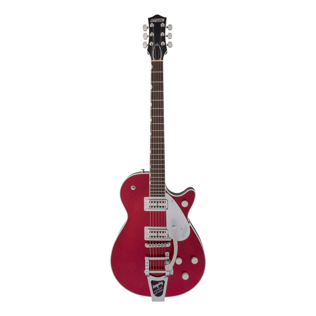 Gretsch G6129T Players Edition Jet FT electric guitar with rosewood fretboard in red sparkle finish.