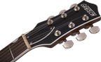 Gretsch G6129T Players Edition Jet FT electric guitar with red sparkle finish and rosewood fretboard, showcasing its sleek body and hardware.