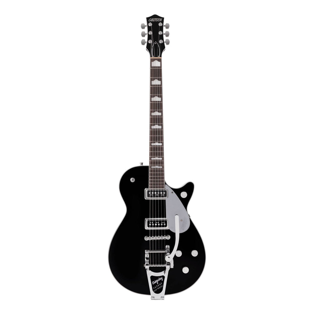 Gretsch G6128T Players Edition Jet DS electric guitar in black with Bigsby vibrato and rosewood fingerboard.