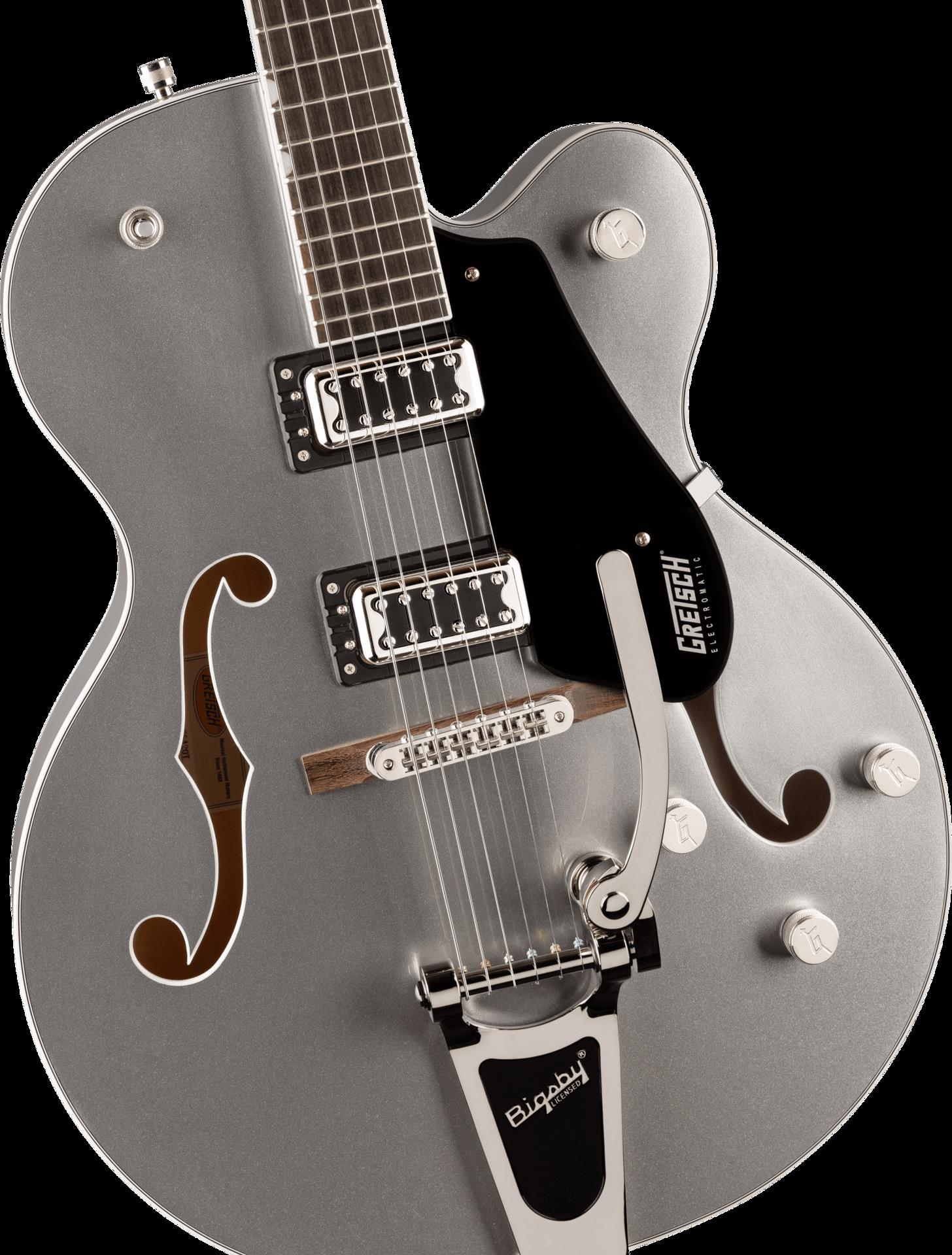 Gretsch G5420T Electromatic Classic Hollow Body Single-Cut Electric Guitar with Bigsby & Laurel Fingerboard in Airline Silver