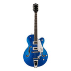 Gretsch G5420T Electromatic hollow body electric guitar in Azure Metallic with Bigsby vibrato system and classic single cut design.