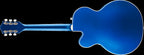 Gretsch G5420T Electromatic hollow body electric guitar in Azure Metallic with Bigsby tremolo system and single cut design.