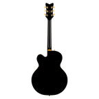 Gretsch Synchromatic Falcon hollow body electric guitar with black finish, Bigsby tremolo, ebony fingerboard, and single-cut design.