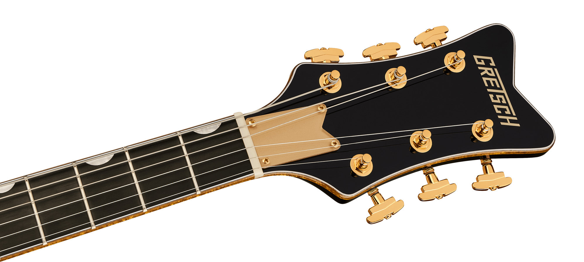 Gretsch Synchromatic Falcon hollow body electric guitar with Bigsby tremolo and ebony fingerboard in black, showcasing its stylish design.