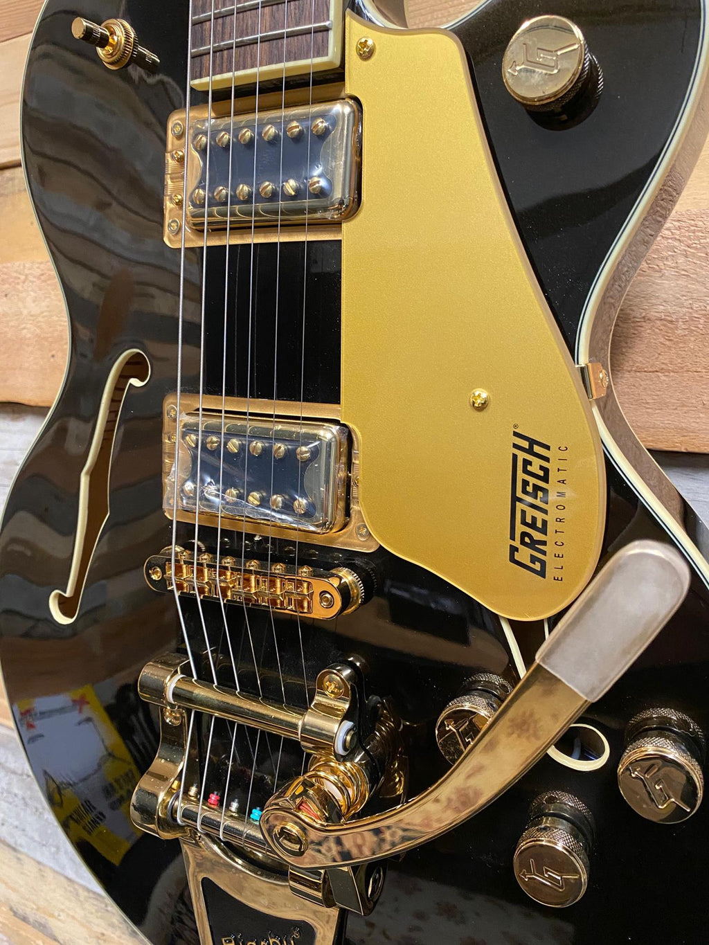 Gretsch G5655TG Electromatic Center Block Jr Single Cut Bigsby Electric Guitar - Laurel Fretboard - Black with Gold Hardware