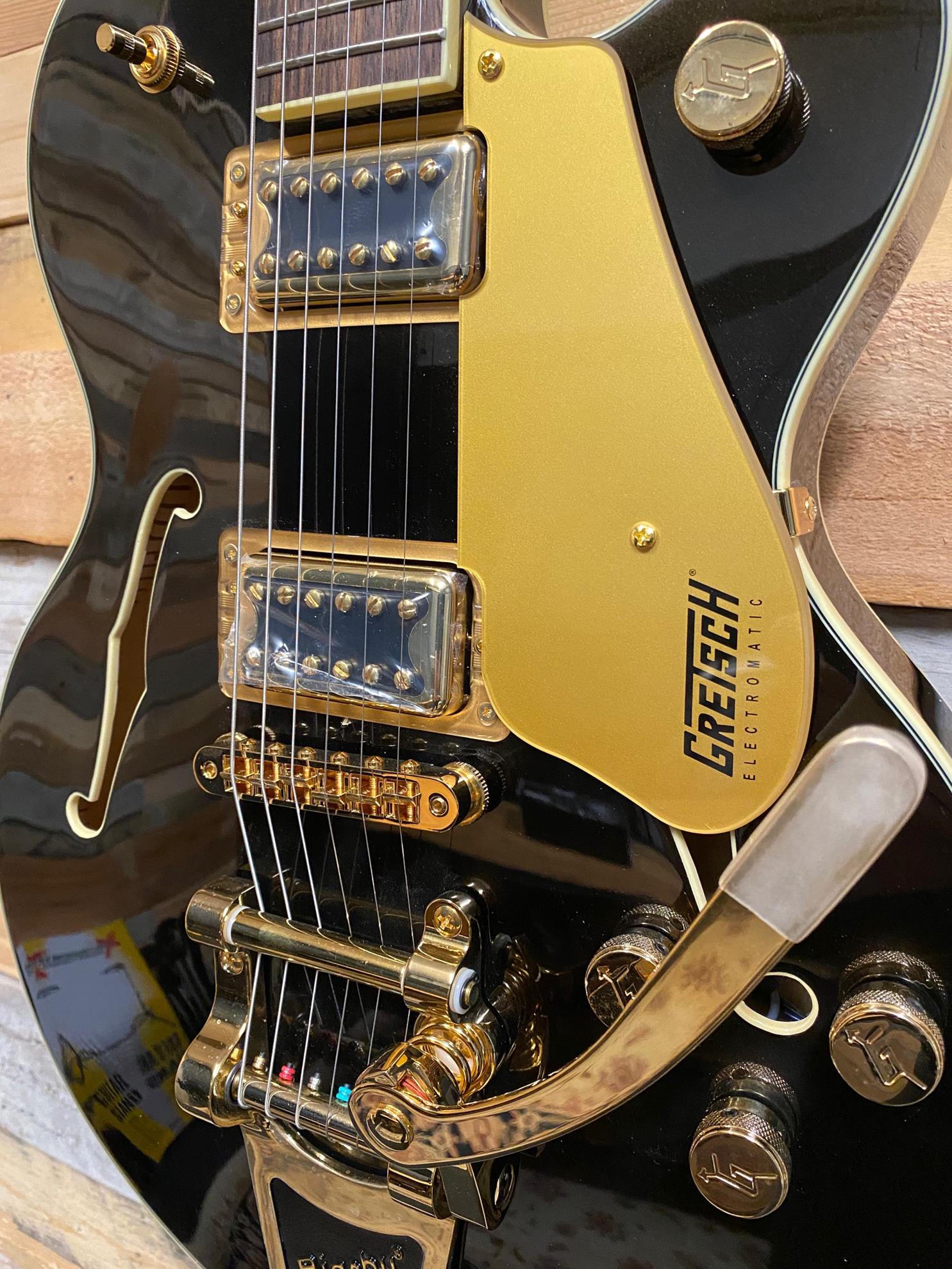Gretsch G5655TG Electromatic Center Block Jr Single Cut Bigsby Electric Guitar - Laurel Fretboard - Black with Gold Hardware