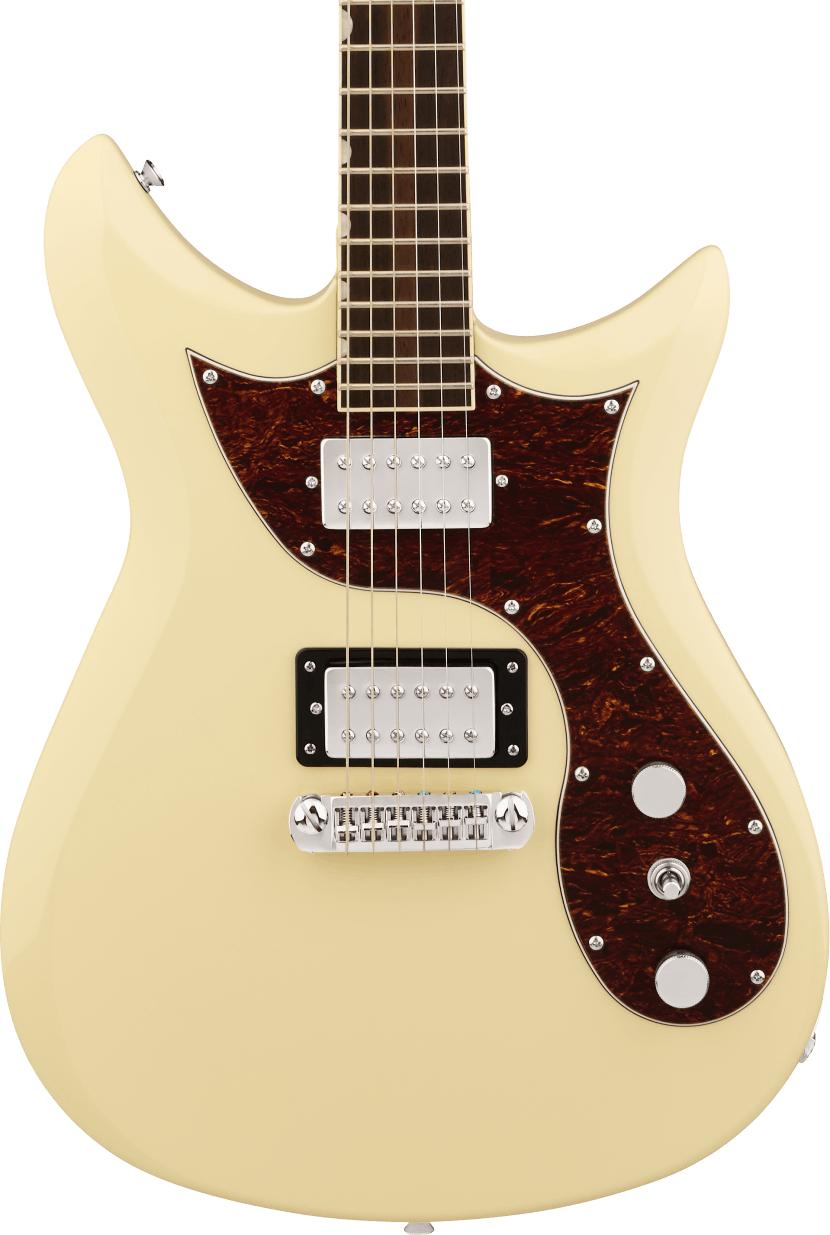 Gretsch Electromatic CVT double-cut electric guitar with vintage white finish and wraparound Laurel fingerboard.