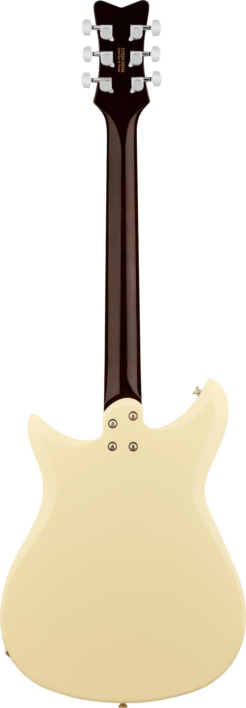 Gretsch Electromatic CVT Double-Cut electric guitar with vintage white finish and wraparound laurel fingerboard.