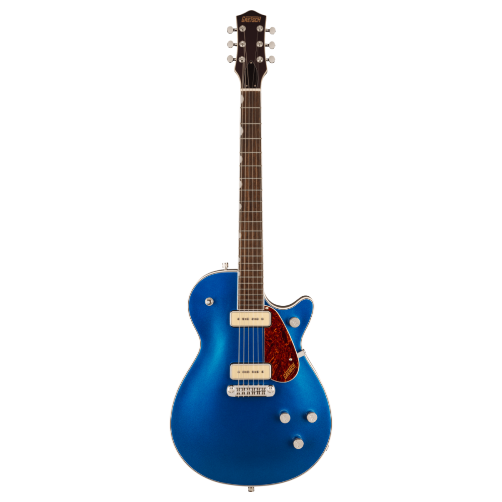 Gretsch G5210 P90 Electro Jet 2 electric guitar in Fairlane Blue with P90 pickups and wraparound bridge, showcasing its sleek design and finish.