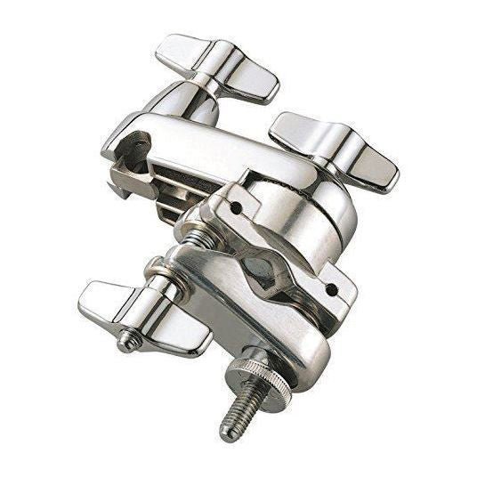 Tama MC7 Multi Clamp for drum hardware, showing a sturdy metal drum accessory with adjustable parts for secure mounting.
